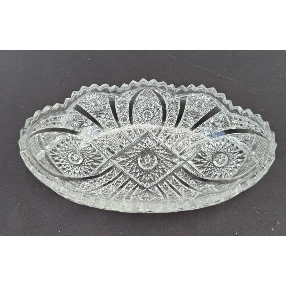 Antique Stunning EAPG Imperial Glass Co Bellaire Celery Dish 1913 Sawtooth -C13